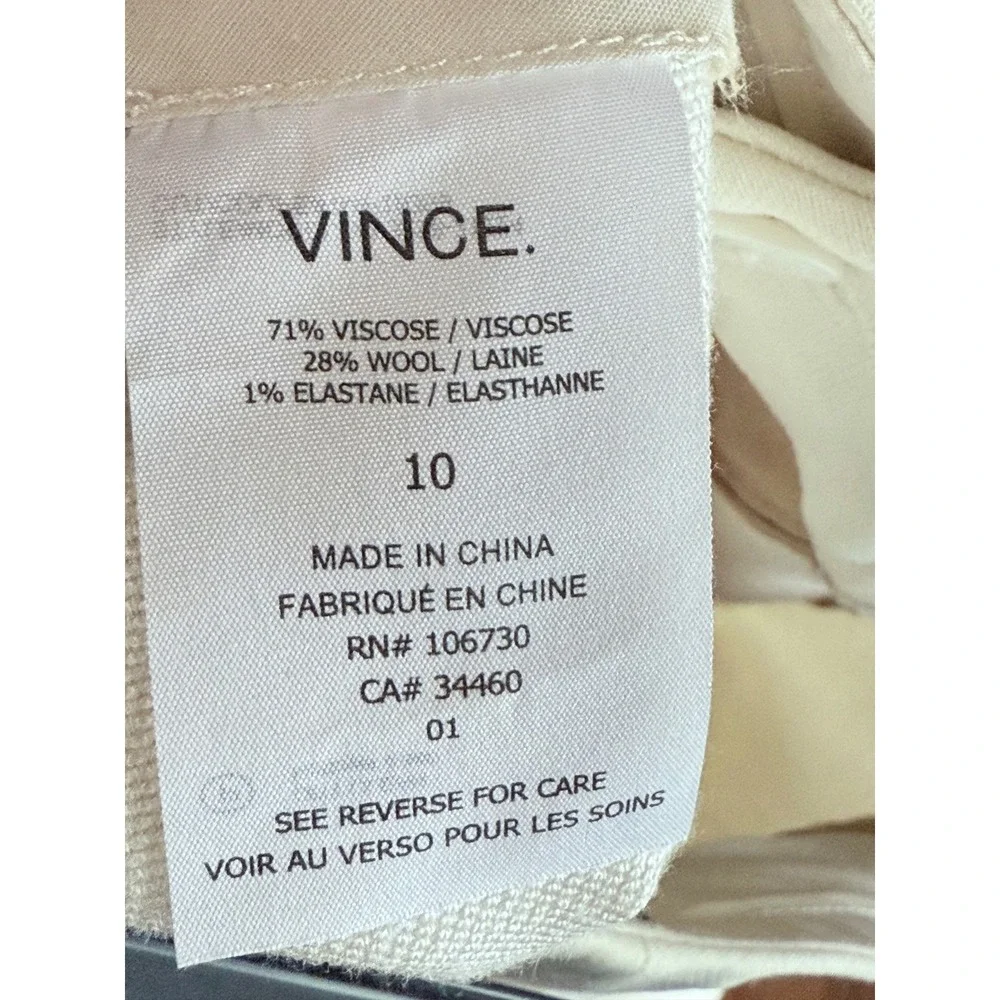 Vince Cream Tailored Culotte Pants Button Hem V3258-21124 Size 10